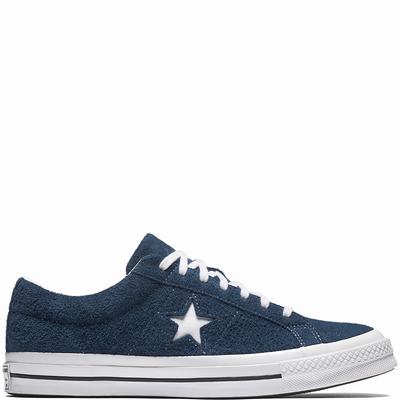 Converse One Star Premium Suede Low Tops Womens - Navy/White/White Shoes (806EICNM)